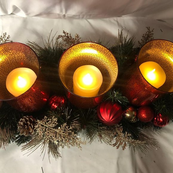 Ornament & Pine Mercruy Glass Centerpiece